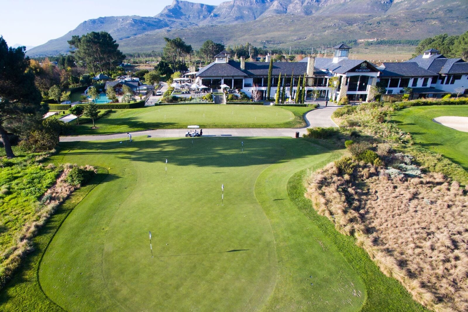 Pearl Valley water hole with Winelands backdrop