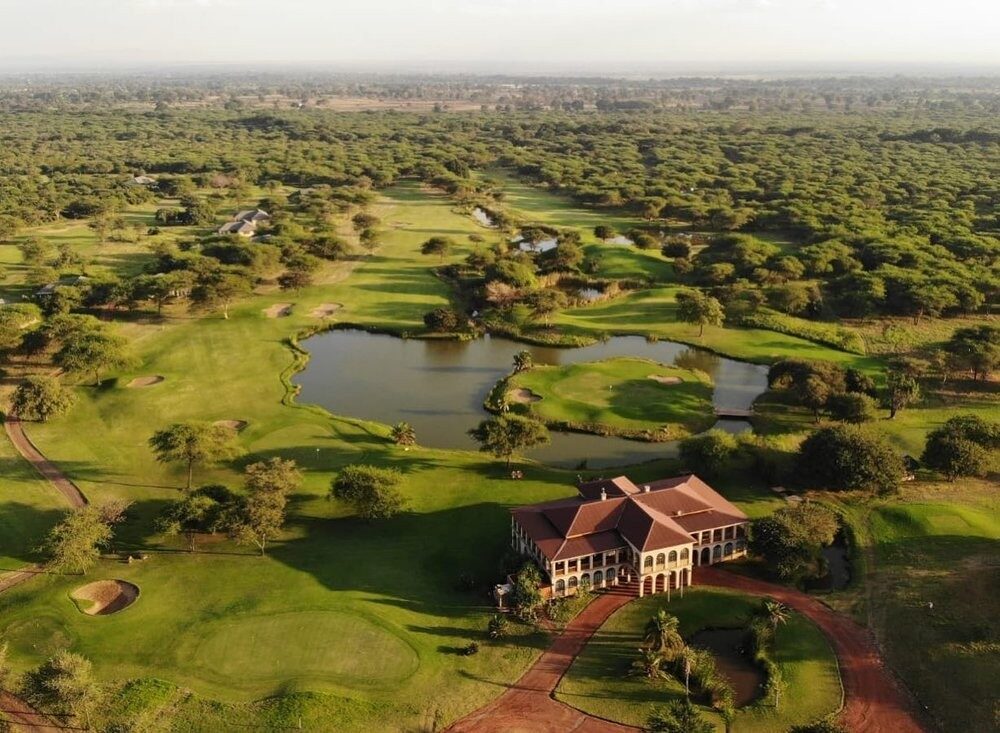 The back nine at Kilimanjaro Golf & Wildlife Estate with the snows of Kilimanjaro behind