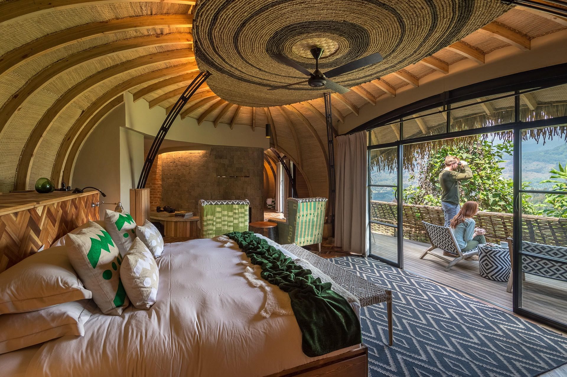 Bisate Lodge nest-like forest villa in a volcanic cone, Rwanda